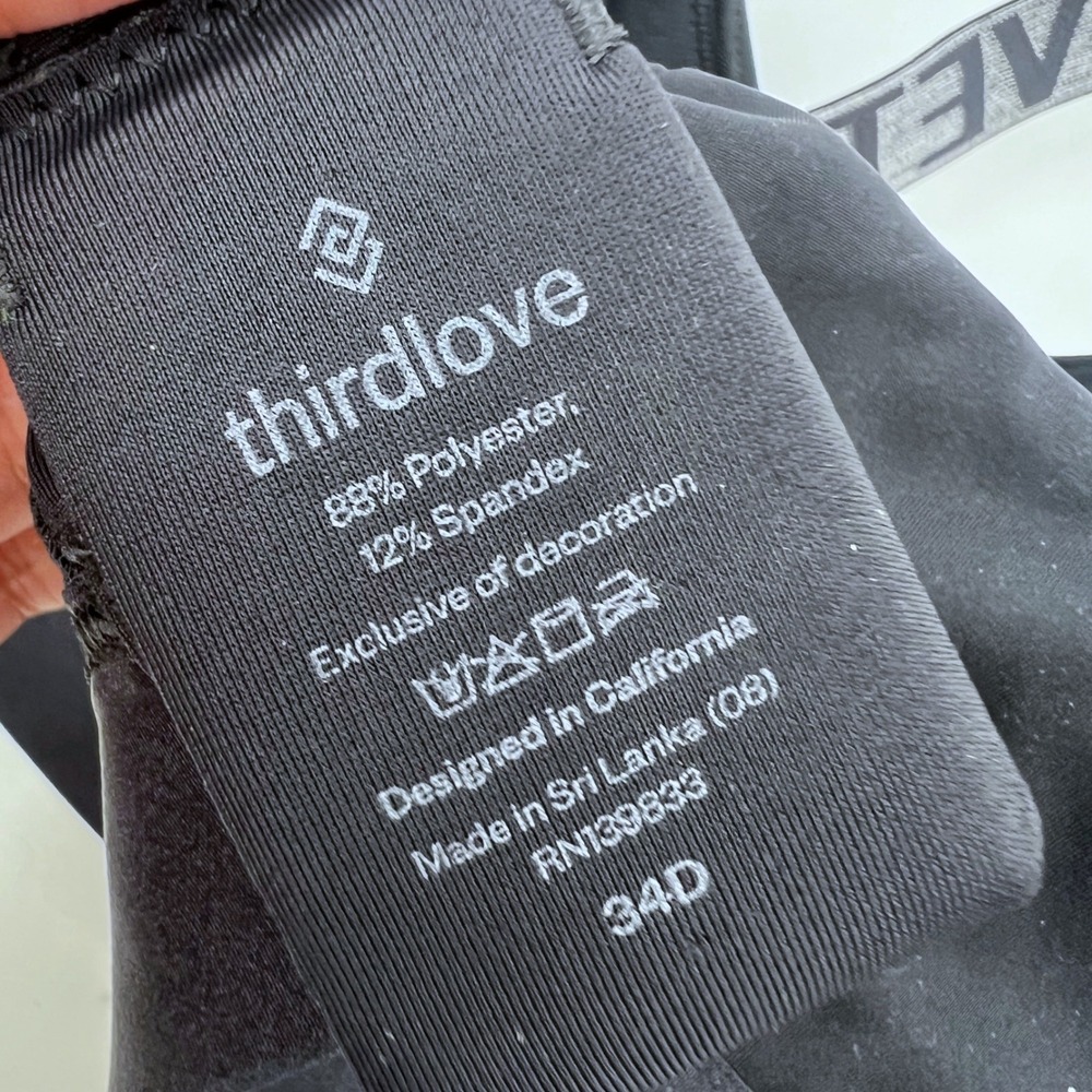 ThirdLove Kinetic Sports Bra Black Spellout Straps Size 34D High Support - Picture 4 of 5